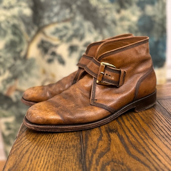 Florsheim Imperial Mens Buckle Ankle Boots Leather Dress Shoes Brown Size 9.5D - Picture 9 of 14